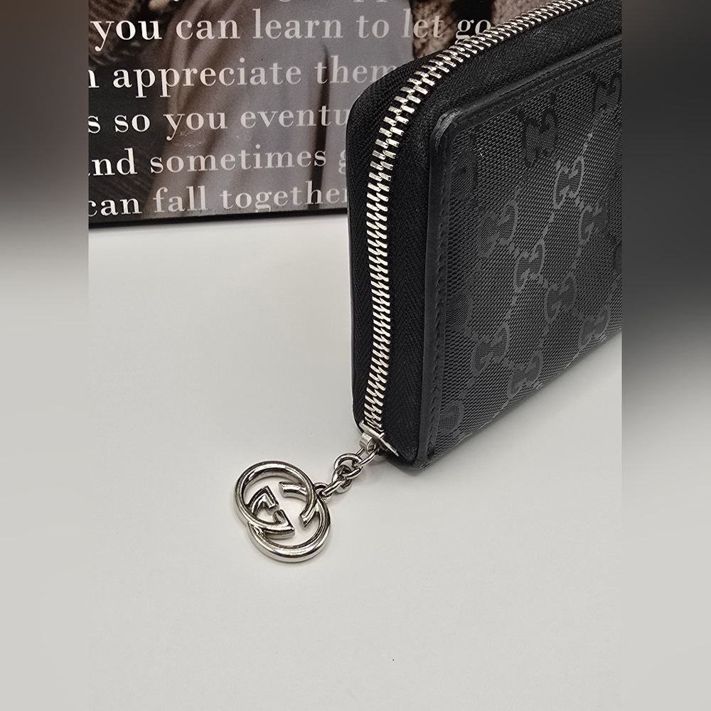 Gucci Guccissima Black GG Logo Coated Canvas Long Wallet - Picture 6 of 16